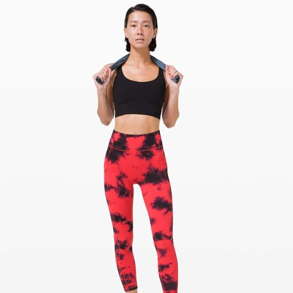 Lululemon Invigorate High-Rise Tight, Tie Dye "Red Carnation/Blk", Size 8 - Picture 1 of 10
